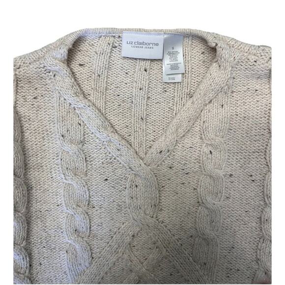 Vintage Liz Claiborne Cable Knit Women’s Comfy Sweater Cream Size S - Picture 3 of 5